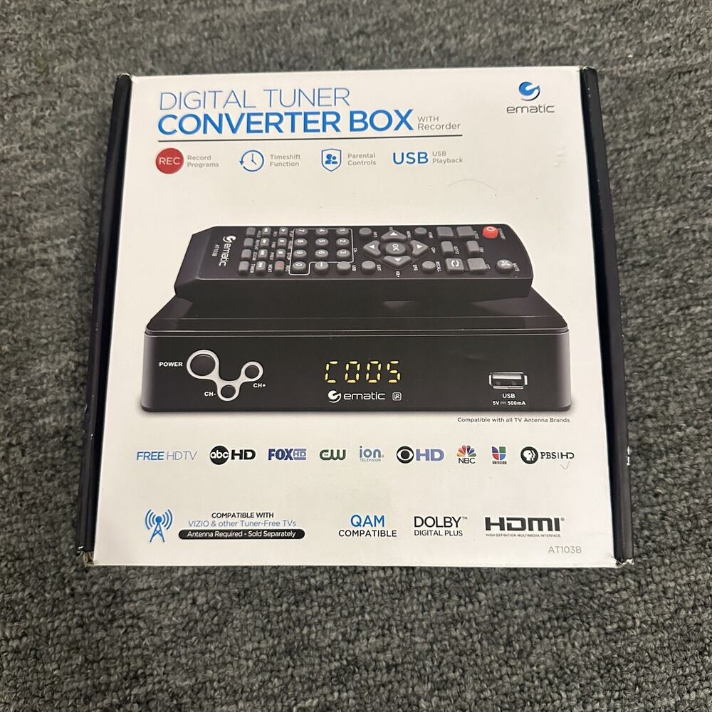 Ematic AT103B: Digital Converter Box w/ Recording, Playback, & Parental Control